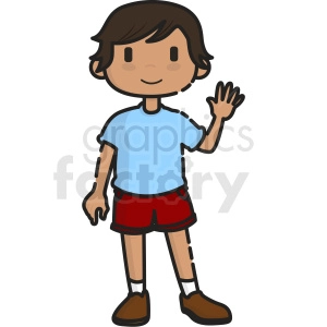 cartoon boy waving hello up vector clipart