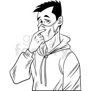 black and white man wearing n95 face masks vector illustration