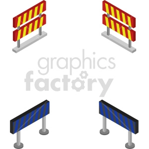 isometric road barricade vector icon clipart