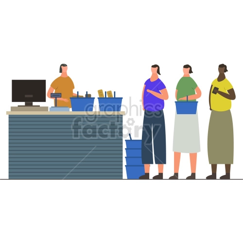 market cashier vector graphic