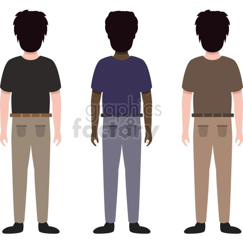 men standing back vector graphic set