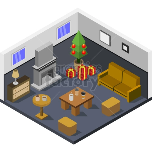 isometric room vector clipart