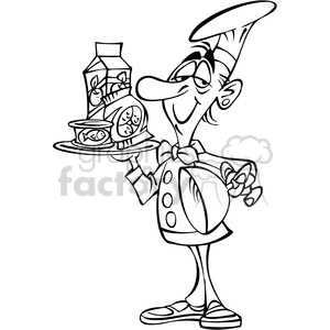 cartoon chef character black white