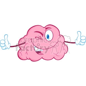 5821 Royalty Free Clip Art Winking Brain Character Giving A Thumb Up