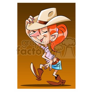 cartoon cowgirl having fun