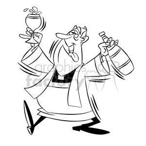 paul the cartoon priest character getting drunk black white