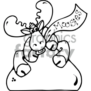 cartoon clipart moose 015 bw