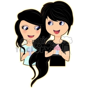 Cupcake Boy and Girl cartoon character vector image