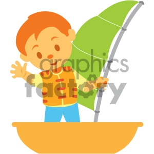 boy on a boat vector illustration