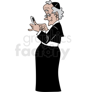 nun laughing at her phone vector clipart