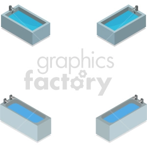 isometric bath tub vector icon clipart 1