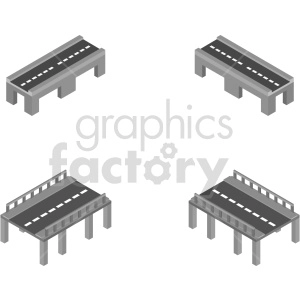 isometric road bridge vector icon clipart 1