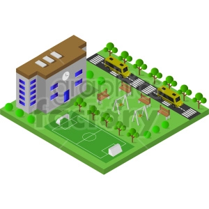 isometric school yard vector graphic