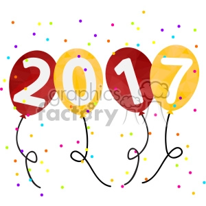 2017 new year party balloons vector art