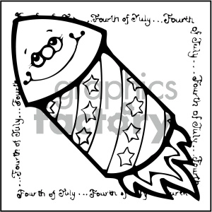 vector art patriotic rocket 002 bw