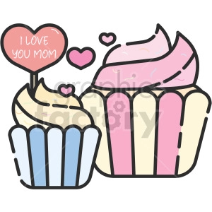 I love you mom cupcake clipart