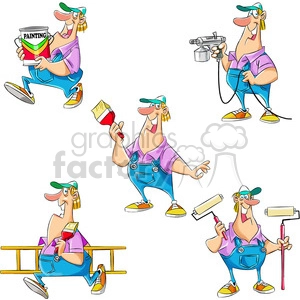 Sam the painter cartoon character set