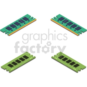 isometric ram memory sticks vector icon clipart bundle