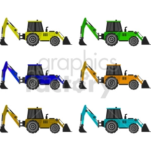 excavators bundle vector graphic