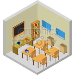 isometric classroom vector clipart