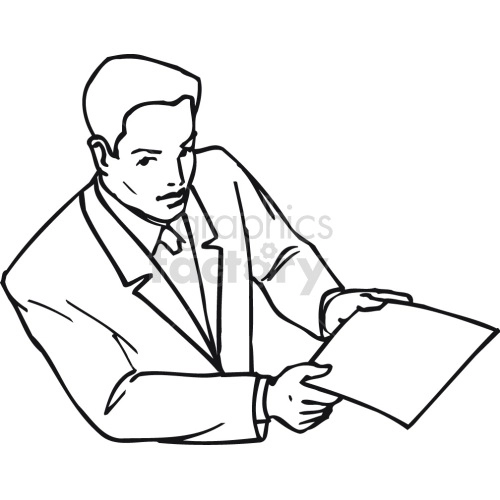 business man holding documents black white