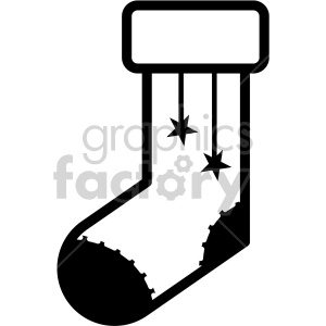 black white christmas stocking vector icon