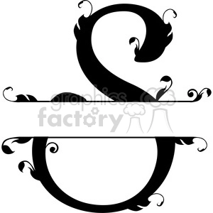 The clipart image shows a split regal monogram design of the letter 