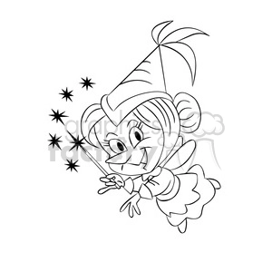 cartoon fairy black white