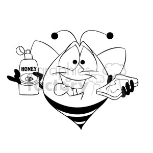 bob the bee eating honey black white