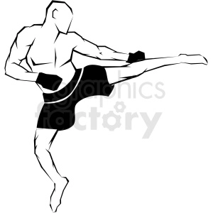 mma fighter side kick vector art