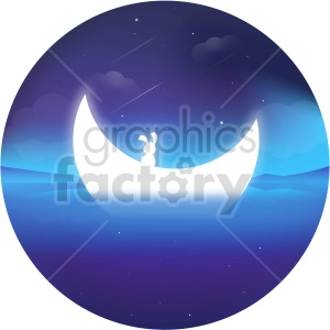 bunny moon vector clipart icon