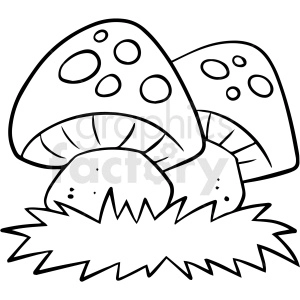 cartoon mushroom black white vector clipart