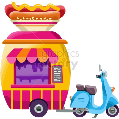 cartoon hotdog cart clipart