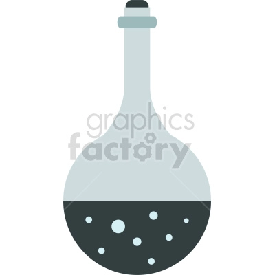 The clipart image shows a cartoon potion bottle with a label and a cork. The bottle is filled with a dark liquid.
