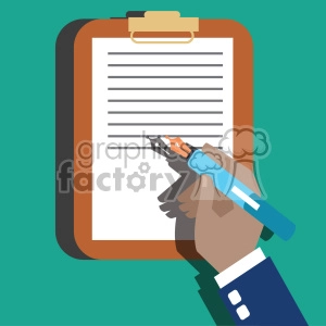 hand signing a contract flat design vector art aquagreen background