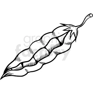 black and white cartoon peapod vector clipart