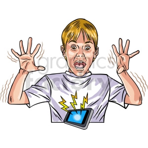 boy getting shocked clipart