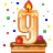This gif animation shows a lit candel in the shape of a number 9 , with sparkles flickering in the background