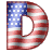 This animated gif is the letter d , with the USA's flag as its background. The flag is waving, but the number remains still