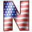 This animated gif is the letter n , with the USA's flag as its background. The flag is waving, but the number remains still