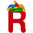 This animated gif is the letter r with a jesters hat on, swaying from side to side
