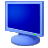 This animated GIF is a blue flatscreen monitor, with a yellow letter i fading in and out