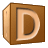 This animated GIF is a brown children's building block spinning, with the letter d on it