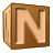 This animated GIF is a brown children's building block spinning, with the letter n on it