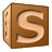 This animated GIF is a brown children's building block spinning, with the letter s on it
