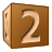 This animated GIF is a brown children's building block spinning, with the number 2 on it