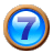 This animated GIF shows a gold spinning ring moving around a blue circle, which has the number 7 inside it