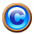 This animated GIF shows a gold spinning ring moving around a blue circle, which has the letter c inside it