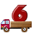 This animated GIF is a flatbed truck with the number 6 bouncing on top of it