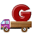 This animated GIF is a flatbed truck with the letter g bouncing on top of it